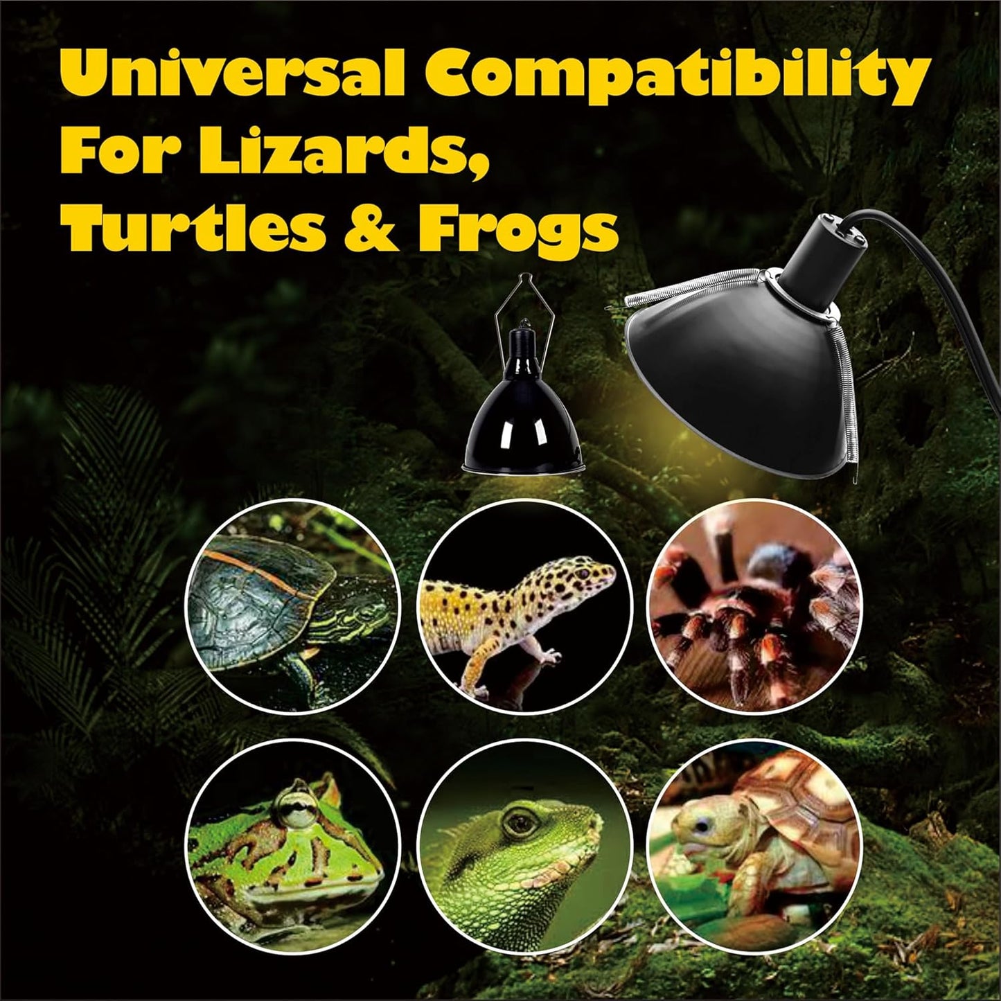 Upgraded Mounting Spring Clips for Reptile Habitat Lighting Domes (2 Pack) - Universal Terrarium Lid Clamps, Secure Heat Lamp Dome Lock Stainless Steel Material