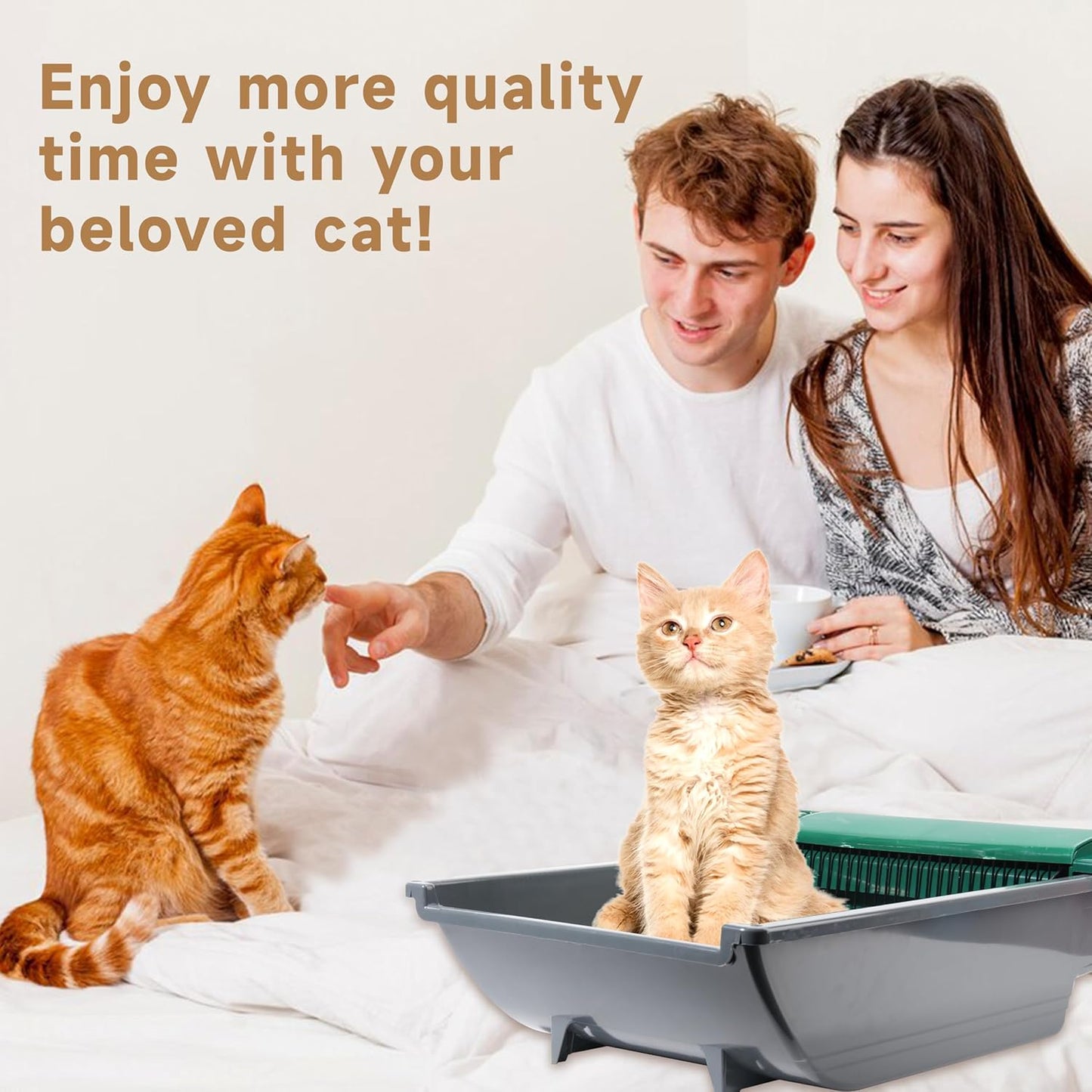 Permanent Waste Receptacle with 40 Liners Compatible with Pet Zone Semi Automatic Cat Litter Box, Sturdy Litter Box with Kitty Litter Bags, No-Touch Litter Box Liners(Machine NOT Included)