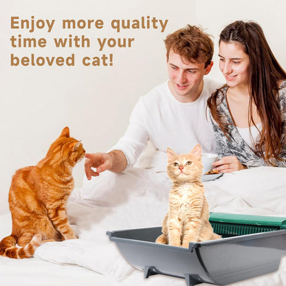 Permanent Waste Receptacle with 40 Liners Compatible with Pet Zone Semi Automatic Cat Litter Box, Sturdy Litter Box with Kitty Litter Bags, No-Touch Litter Box Liners(Machine NOT Included)