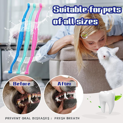 Dual Sided Cat Toothbrush Dog Toothbrush Finger Brush Micro Head, Suitable for Small to Large Dogs & Cats (White, Small)