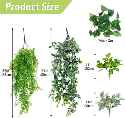 Hamiledyi 5 Pcs Reptile Plants Terrarium Hanging Fake Plant Leaves and Reptile Hide Box Gecko Hideout Cave with Sink Humidifier for Ball Python Bearded Dragon Chameleon Lizard