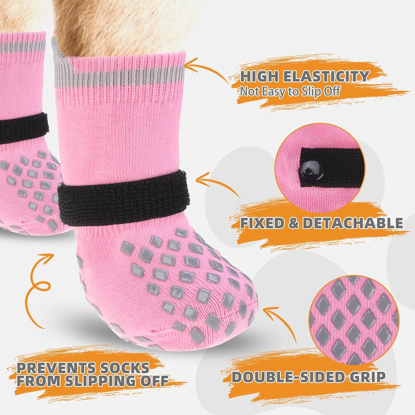 KOOLTAIL Anti Slip Dog Socks Booties to Prevent Licking Paws Scratching, Pet Boots&Paw Protector for Hardwood Floors, Dog Shoes for Winter, Traction Control Grip Socks for Small Medium Large Dogs L