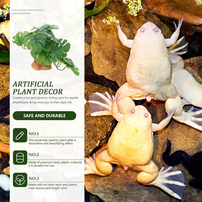 BESTonZON Reptile Tank Artificial Plants Landscape Decor Simulated Terrarium Hidden Plant for Lizard Turtle Spider Frog Habitat Box