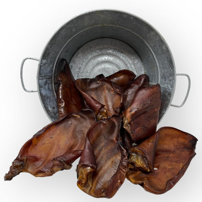 JACK'S PREMIUM Natural Pig Ears for Dogs - Large Ears - Made in The USA Wood Smoked, Preservative Free Dog Chew - Ideal for Small, Medium, and Large Dogs (12, Whole Pig Ear)