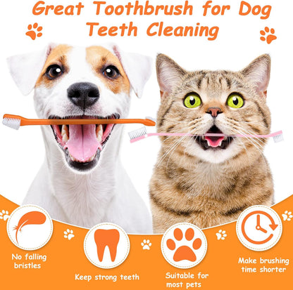 Honeydak Dog Toothbrush Bulk Dual Headed Dental Brushes Dogs Tooth Brushing Kit Long Handle Pet Tooth Brush for Puppy Large Small Cats and Most Pets Teeth Cleaning Dental Supplies(70 Pcs,Colorful)