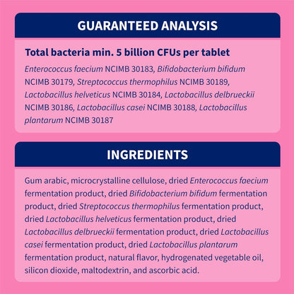 Nutramax Proviable Probiotics for Dogs, Daily Digestive Health Supplement with Multiple Strains of Bacteria, Dog Probiotics Plus Prebiotics, 60 Chewable Tablets