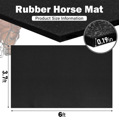 Rubber Horse Stall Mat, 3.7x6 Ft Stable Mat with Shock Absorption & Cushioning Waterproof Non-Slip Flooring for Horse Stalls Livestock Barn Farm Cattle Sheep & Pig Shed Easy Clean Horse Mat