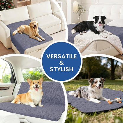 Waterproof Dog Blanket, Non-Slip Soft Pet Bed Cover, Couch Cover for Dogs Washable, Protects Sofa, Furniture, Crate, Car, Tear Resistant Leakproof Pet Blanket (68x82 Inch, Grey Blue)