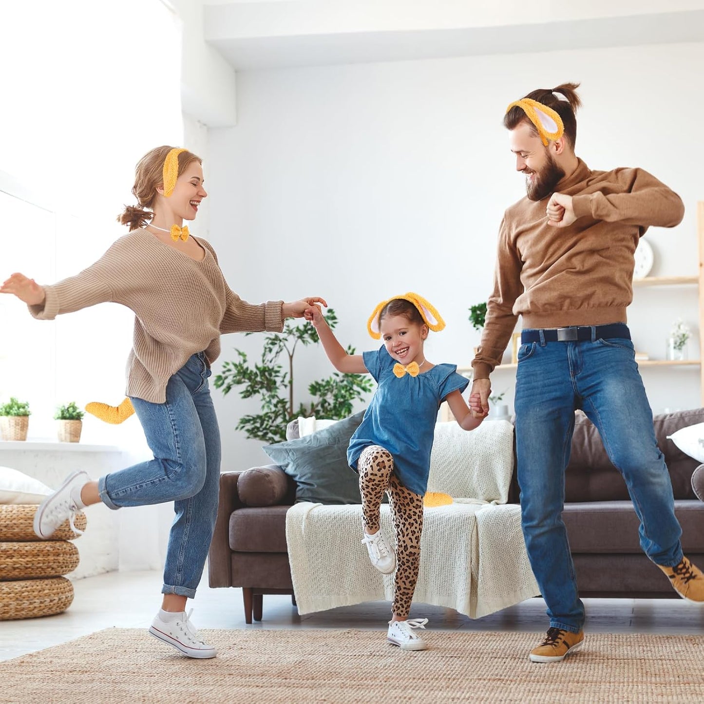 XEPST Floppy Puppy Ears and Tail Set, Animal Puppy Costume Kids Set with Furry Dog Ears Headband and Dog Tail for Animal Costume Cosplay Birthday World Book Day Halloween Fancy Dress Party Supplies