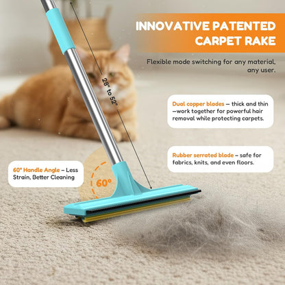 3 in 1 Carpet Rake for Pet Hair Removal & Waterproof Dog Blanket