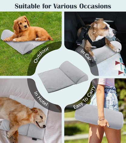 Dog Bolster Pillow for Small Dogs and Cats, Benefit for Cervical Vertebra and Neck, Dog Pillow for Improve Sleep Quality, Travel-Friendly, with High Resilience Foam, Machine Washable