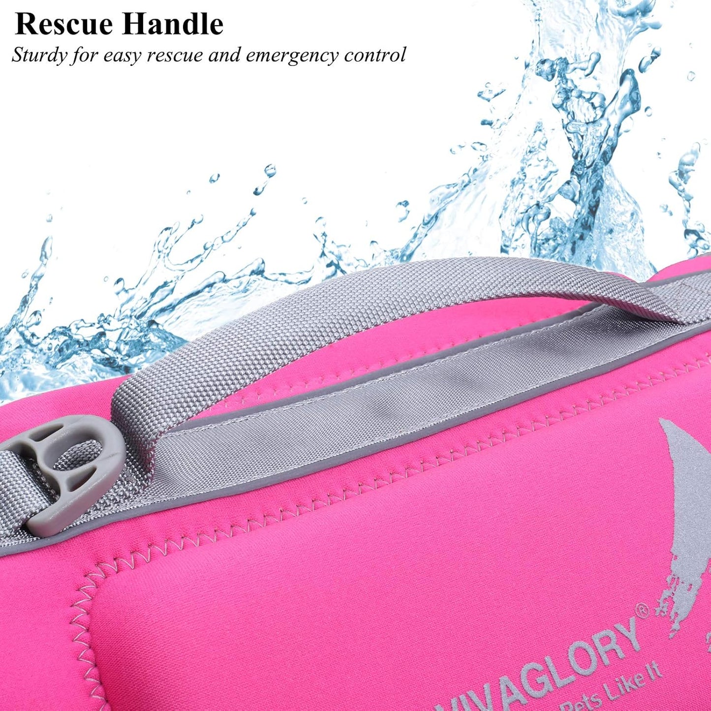 VIVAGLORY High Buoyancy Dog Life Vest, Swimming Vest with Handle, Dog Life Jacket for Swimming & Boating, Buoyancy for Puppy Doggy, S, Pink
