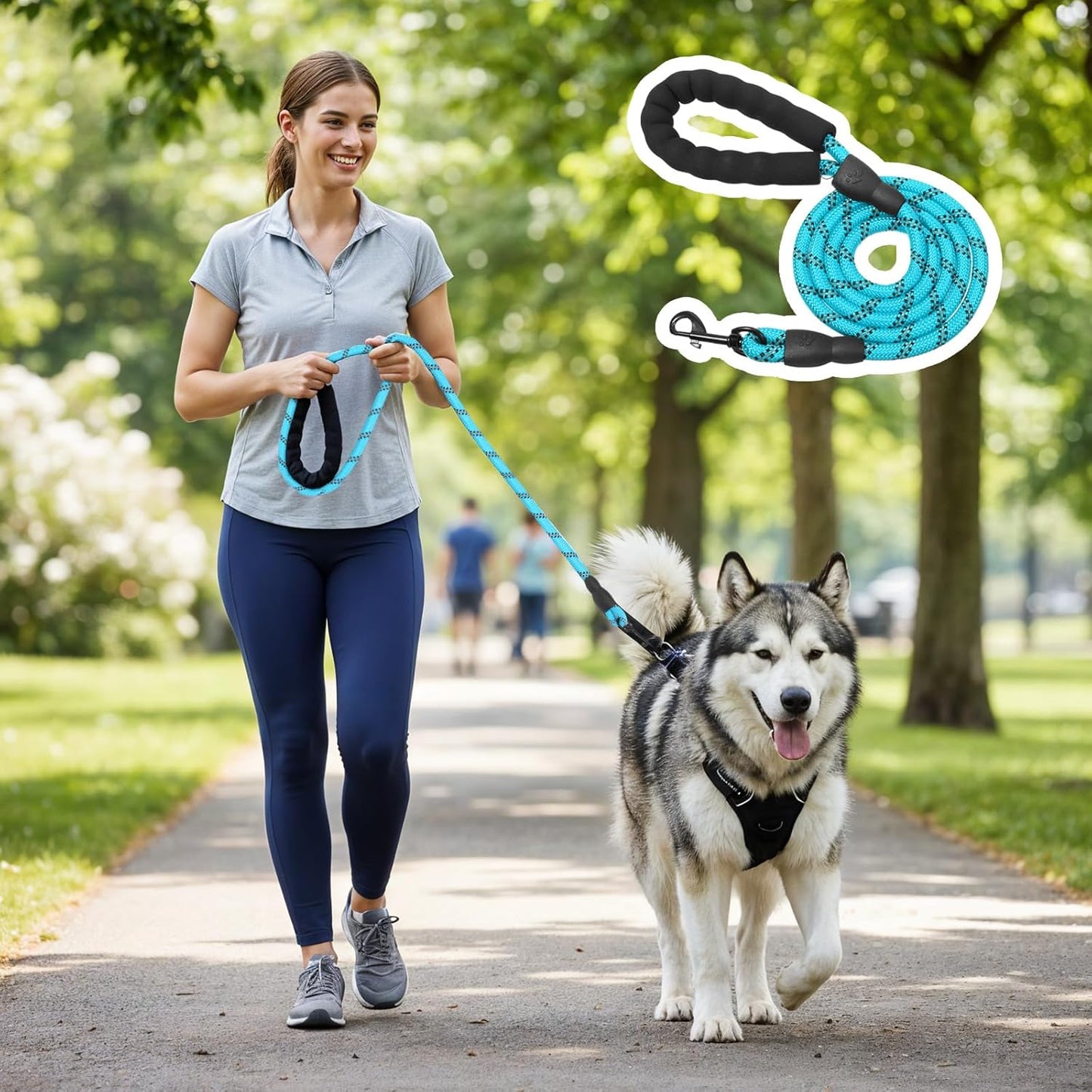 12 Pack Rope Dog Leash, 5.2FT Nylon Pet Leash with Reflective Thread, Soft Padded Handle Thick for Large Medium Dogs Small Puppy