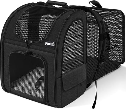 Pecute Cat Carrier Backpacks, Expandable Cat Backpack with Breathable Mesh, and Cat Carrier Stable, Small Cat Soft-Sided Carriers