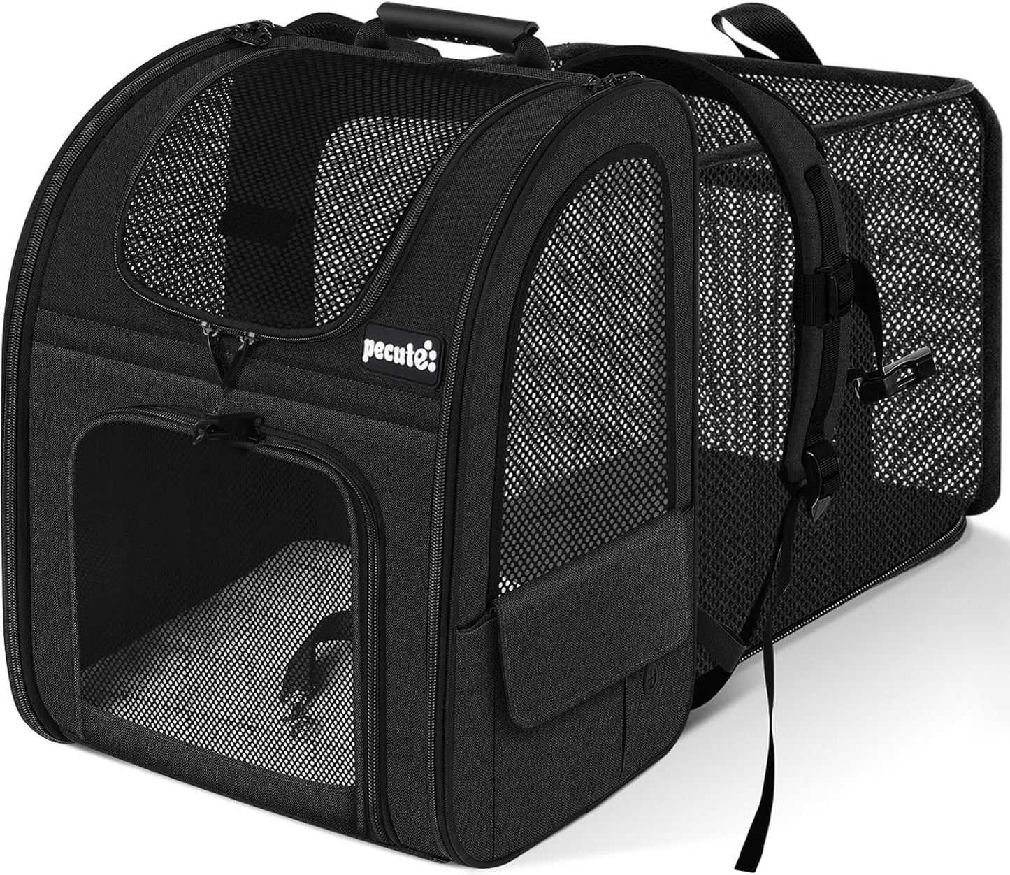 Pecute Cat Carrier Backpacks, Expandable Cat Backpack with Breathable Mesh, and Cat Carrier Stable, Small Cat Soft-Sided Carriers