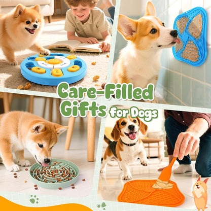 KIPRITII Well-Rounded Dog Enrichment Toys Set – Keeps Dogs Busy with Mental Stimulation & Slow Feeding, Includes Dog Lick Mat, Puzzle Toy & Slow Feeder Bowl for Boredom Relief
