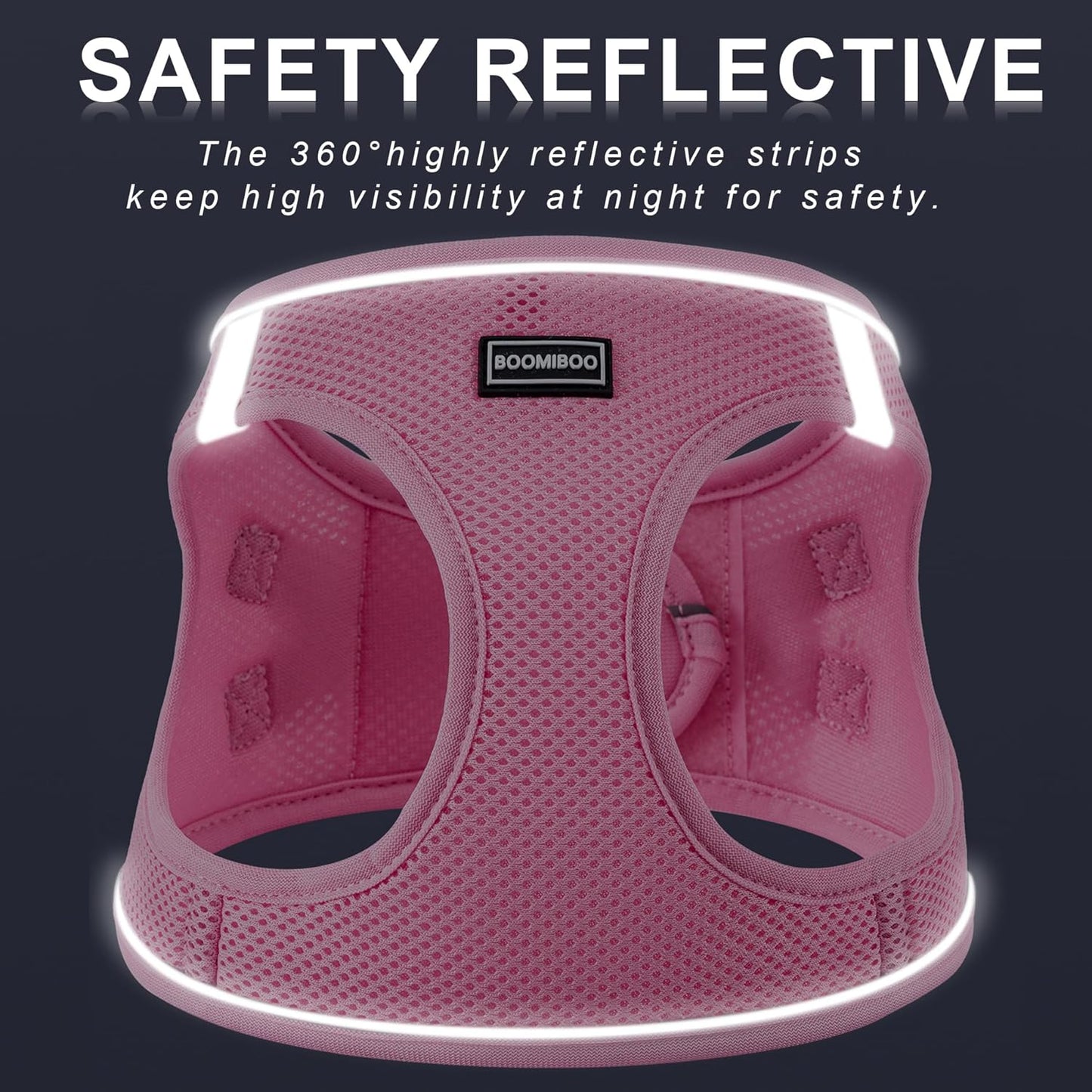 BOOMIBOO Dog Harness with Leash Set, No Pull Adjustable Reflective Step-in Puppy Pet Vest Harnesses for Small Medium Large Dogs and Cats,Blue XS