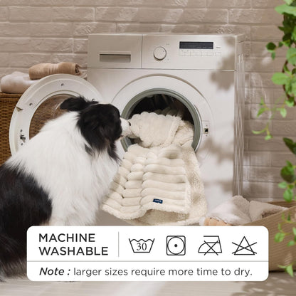 Bedsure Waterproof Dog Blankets for Large Dogs - Soft Pet Cat Blanket Corduroy Fleece for Couch Bed Protector Washable, Cozy Calming Reversible Furniture Protection for Puppy,50"x60", Cream