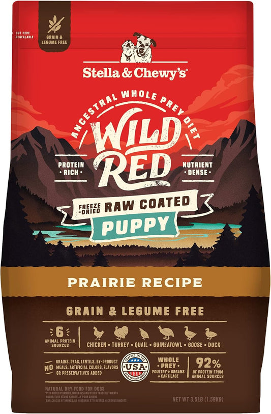 Stella & Chewy's Wild Red Dry Dog Food Raw Coated High Protein Grain & Legume Free Puppy Prairie Recipe, 3.5 lb. Bag