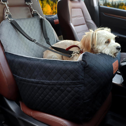 Dog Booster Car Seat for Medium/Small Sized Dogs,Memory Foam and Ultra Soft Fabric Car Pet Bed,Portable Travel Safety and Comfortable Dog Carseat with Washable Removable Cover,Thick Cushion（M-Blagre）