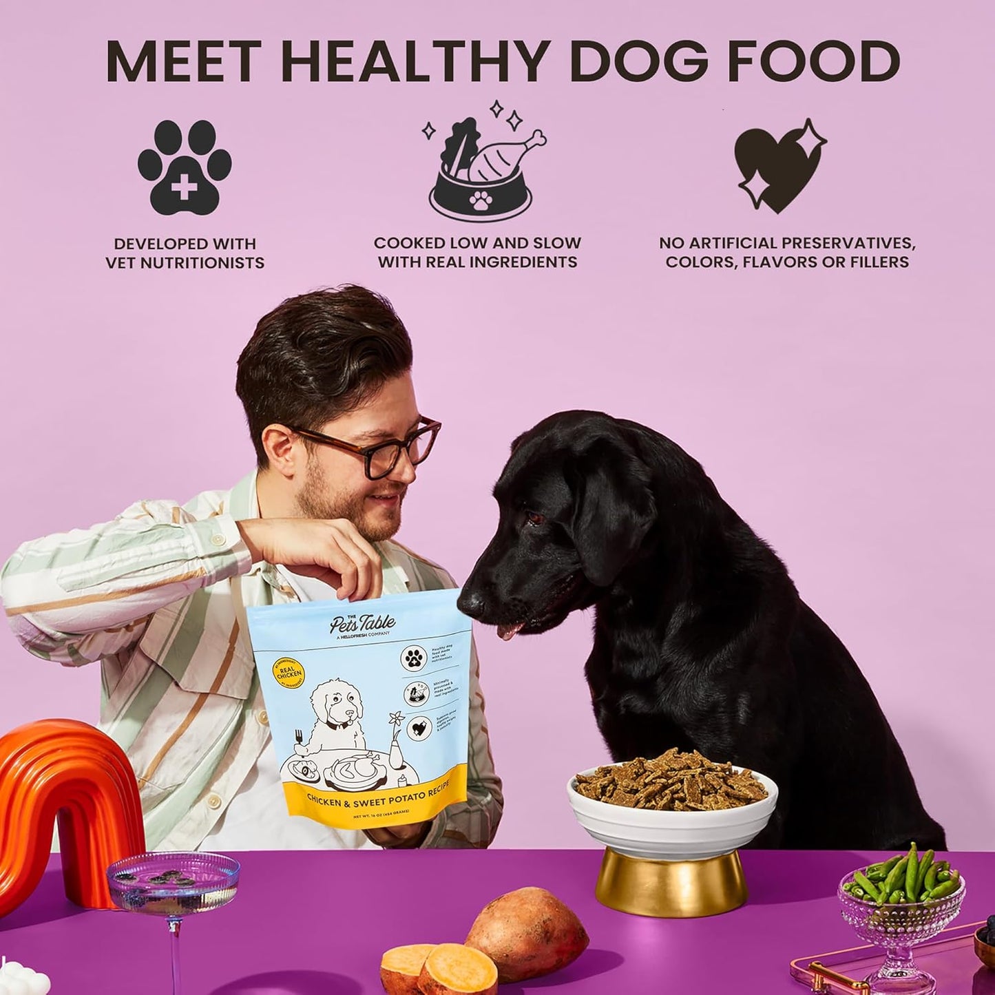 The Pets Table, Bundle of Chicken & Sweet Potato Air-Dried Dog Food, 48-Ounce Bag + Chicken Grain-Free Air-Dried Dog Treats, 5-Ounce Bag (Pack of 2)