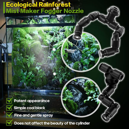 Reptile Smart Mister, Reptile Humidifiers Misting System Automatic with Timer, Terrariums Humidifier with 360°Adjustable Misting Nozzles, Spray Kit for Rainforest Plants Amphibian