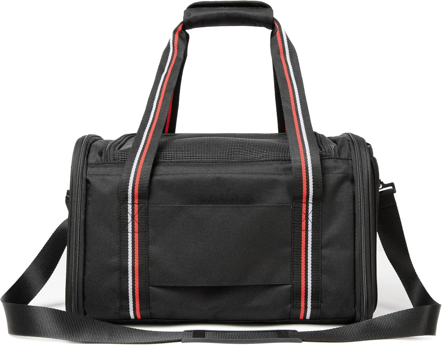 CAGA Soft-Sided Pet Carrier - Ventilated Foldable & Collapsible Under Seat Travel Kennel with Pockets for Small to Medium Dogs & Cats up to 15 lbs (Black)