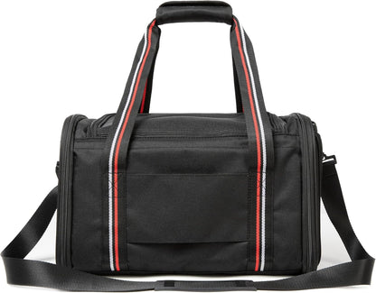 CAGA Soft-Sided Pet Carrier - Ventilated Foldable & Collapsible Under Seat Travel Kennel with Pockets for Small to Medium Dogs & Cats up to 15 lbs (Black)