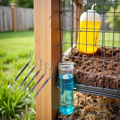 10Pcs Spring with 2 Clips Used Singly or in Combination to Hold Rabbit Water Dispenser Drinking Bottle for Small Animals Feeding and Watering Supplies