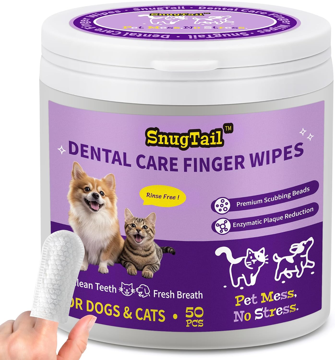 Dog Teeth Cleaning Wipes for Bad Breath – 50 Pcs,Dental Wipes for Dogs & Cats to Remove Plaque, Tartar & Freshen Breath,No-Rinse Toothpaste Alternative,Gentle Gum Care for Puppy, Adult & Senior Pets