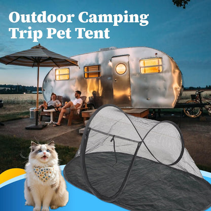 Cat Tent Outdoor, Portable Cat Mesh Tent Pet Cage, Comfy Puppy House with Carry Bag, Ideal for Hiking