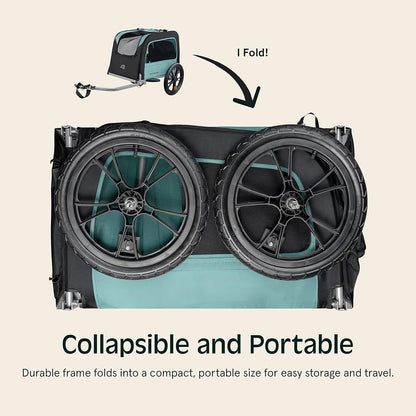 Retrospec Rover Waggin' Pet and Dog Bike Trailer with Weather-Resistant Canopy & Mesh Shield - Foldable Frame, 16in Wheels with Storage Pouch & Internal Safety Leash Supports up to 50 lbs