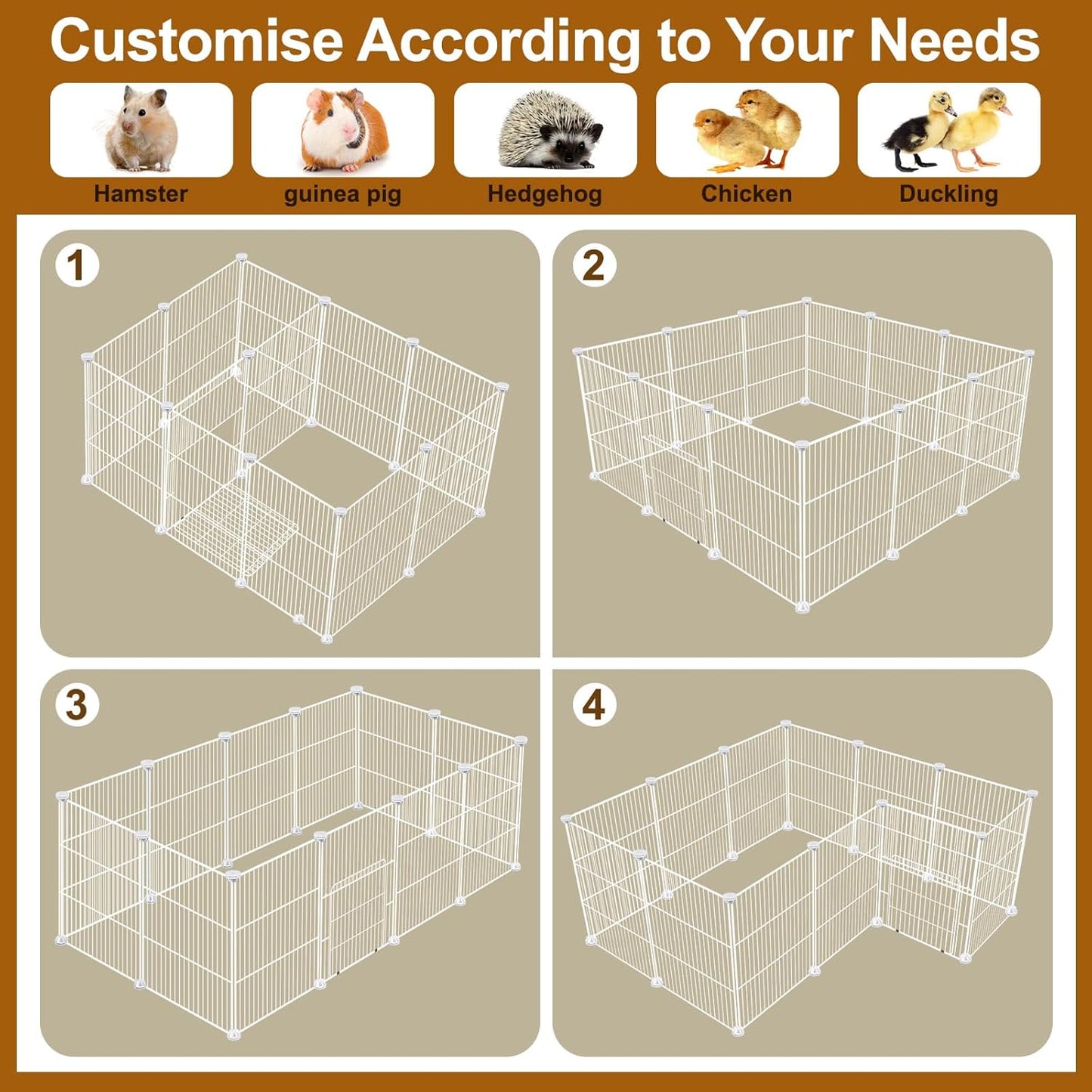 12 Panels Small Animal Playpen,Pet Playpen,C&C Cage for Guinea Pigs,Puppy Play Pen,Bunny Playpen Indoor Outdoor, Portable Metal Wire Yard Fence(White)