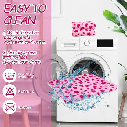 VitalCozy 2 Pack Self Warming Cat Mat Self Heating Pad Bed Reversible Machine Washable Reflects Body Heat Warm Thermal Pet Pad Crate Blanket for Feral and Indoor Cat(Pink, Red,22'' X 18'',Heart)