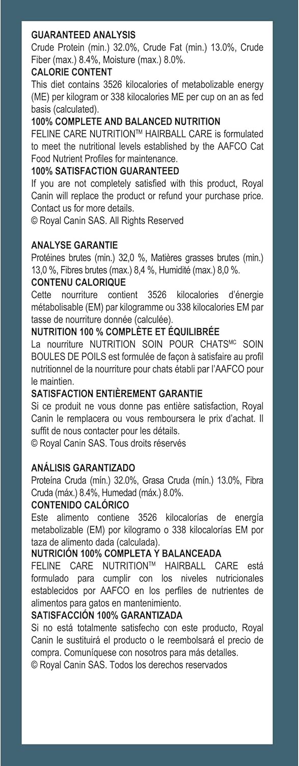 Royal Canin Feline Care Nutrition Hairball Care Adult Dry Cat Food, 14 lb Bag