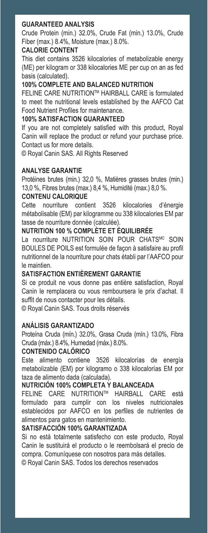 Royal Canin Feline Care Nutrition Hairball Care Adult Dry Cat Food, 14 lb Bag