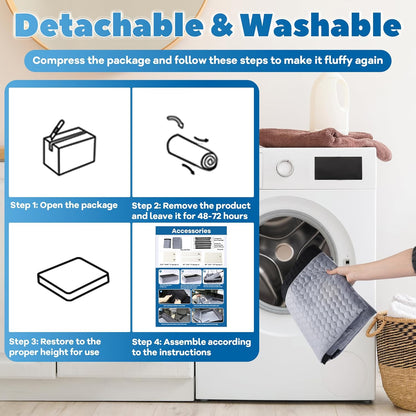 HOMBYS 42" L Dog Car Seat for Large and Medium, 4.2" Thick Dog Car Booster Seat, Back Seat Extender with 6 Straps, Pet Sofa Bed Cushion, Detachable & Machine Washable