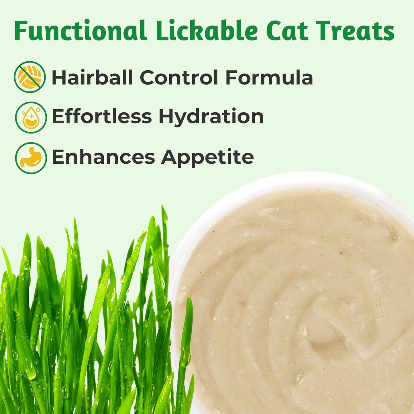 Just Try 36 OZ Cat Treats Cat Grass+20 Tubes Creamy Lickable Puree Treats Hairball Control Dental Care Training Kitten Snacks