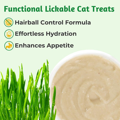 Just Try 36 OZ Cat Treats Cat Grass+20 Tubes Creamy Lickable Puree Treats Hairball Control Dental Care Training Kitten Snacks