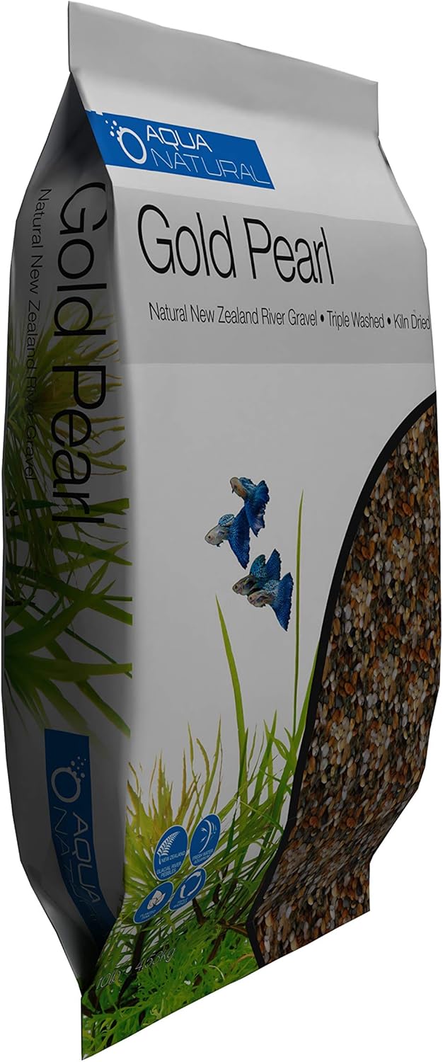 Aqua Natural Gold Pearl 10lb Gravel Substrate for Aquariums, terrariums and vivariums, 2-4mm