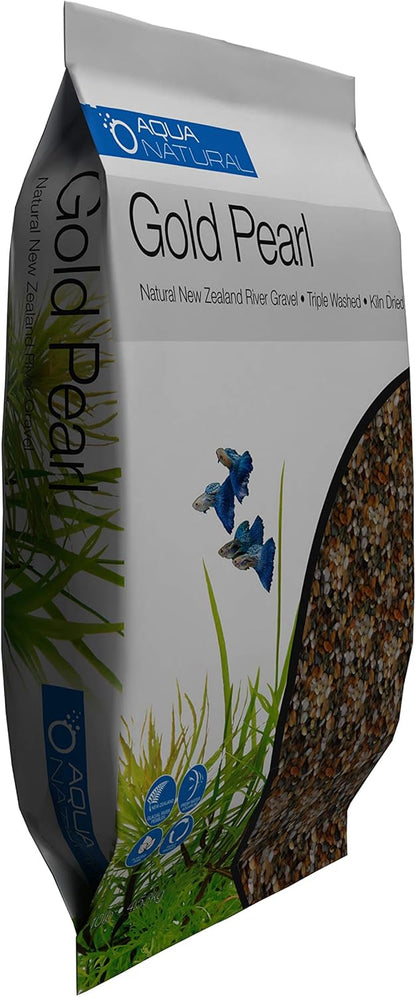 Aqua Natural Gold Pearl 10lb Gravel Substrate for Aquariums, terrariums and vivariums, 2-4mm
