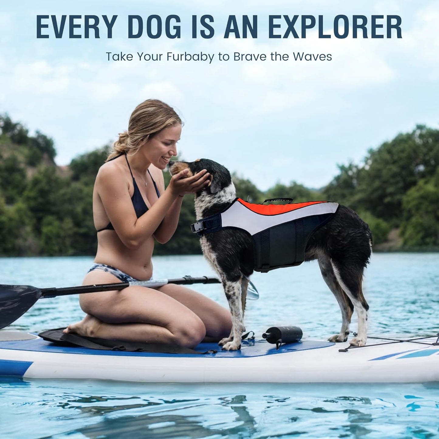 Heavy-Duty Reflective Dog Life Vest for Swimming - Adjustable Dog Flotation Vest with Rescue Handle, Pool & Beach PFD Life Jacket for Large Dogs (XXXL, Orange)