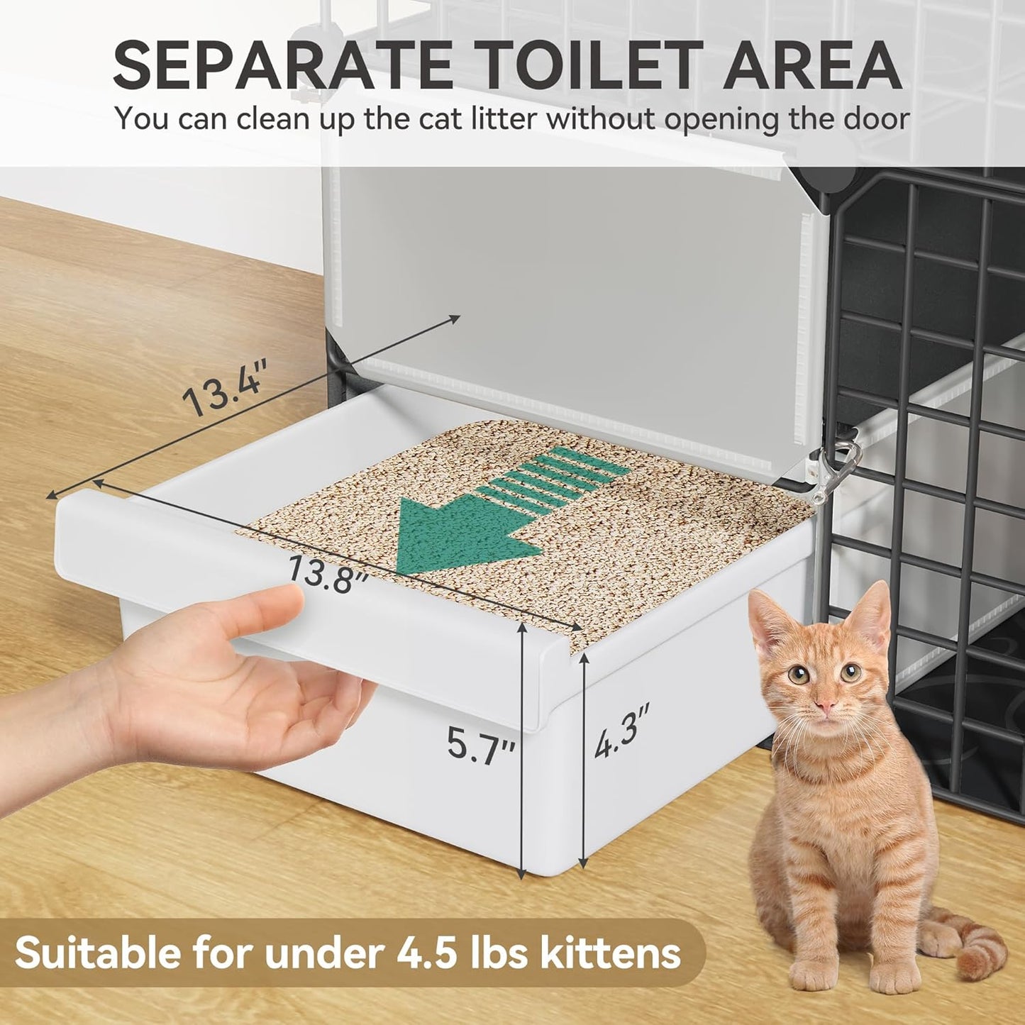 YITAHOME 4-Tier Cat Cage with Litter Box: Kittens House Indoor Multi-Level Enclosure for 1-3 Small Cats, Black