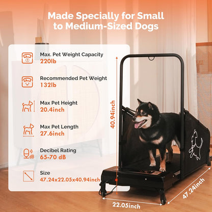 Dog Treadmill for Medium Dogs - Pet Pacer Running Machine with 37.5" Non-Slip Belt, Remote Control & LED Display - Indoor Exercise Equipment for Small to Medium Dogs