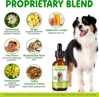 Natural Yeast Treatment for Dogs (2 Pack), Yeast Infection Treatment for Dogs, Supports Healthy Itch Relief, Dog Allergy Relief, Alleviates Itching, Improves Coat & Skin, Dog Herbal Supplement