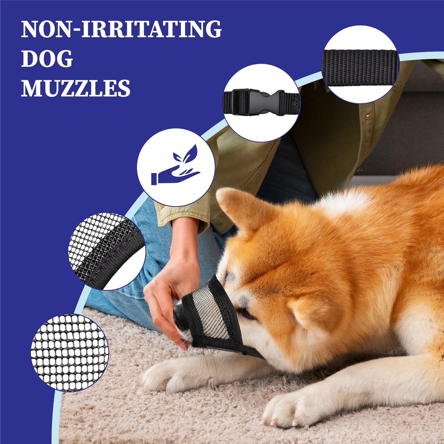 Dog Muzzle for Large Dogs - Air Mesh Muzzle for Large Sized Dog | Adjustable No Bark Dogs Muzzles for Scavenging Licking & Chewing | Prevent Biting | L 7.9'' - 9.4''