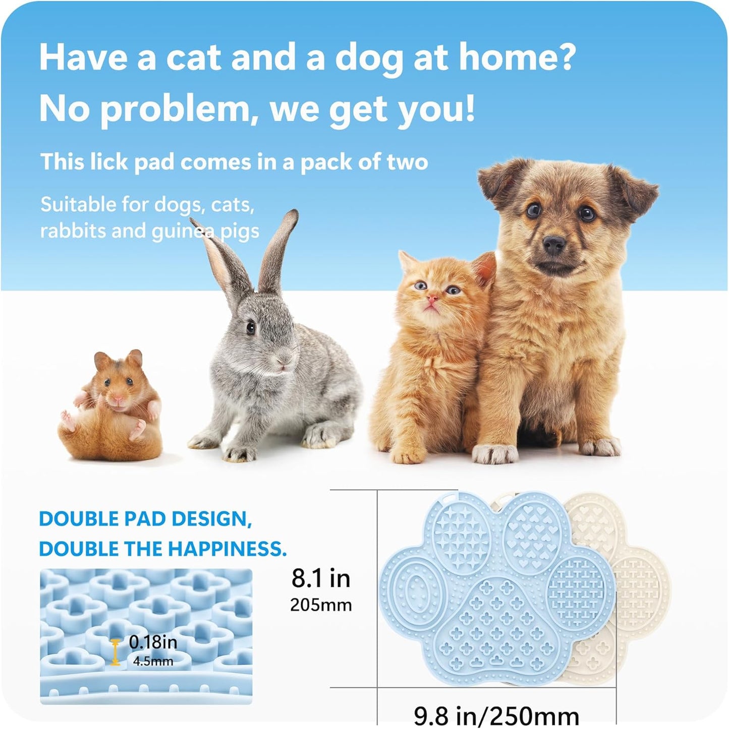 Li&Zhao Lick Mat for Dogs - 2 PCS Dog Lick Mats with Suction Cups Cat Lick Mat Puppy Lick Mat for Cats Dog Slow Feeder Dog Enrichment Toys for Yogurt Peanut Butter Food Treats