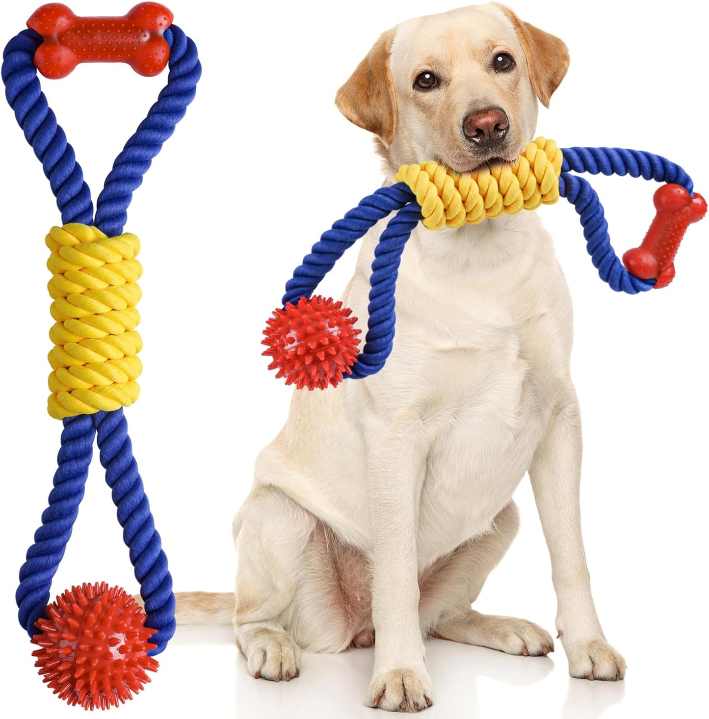 Aitmexcn Interactive Dog Rope Toys Tug of War, Tough Dog Toys for Large, Medium & Small Dogs, 100% Cotton Chew Toys for Boredom, Pull Ball Rope Teeth Cleaning