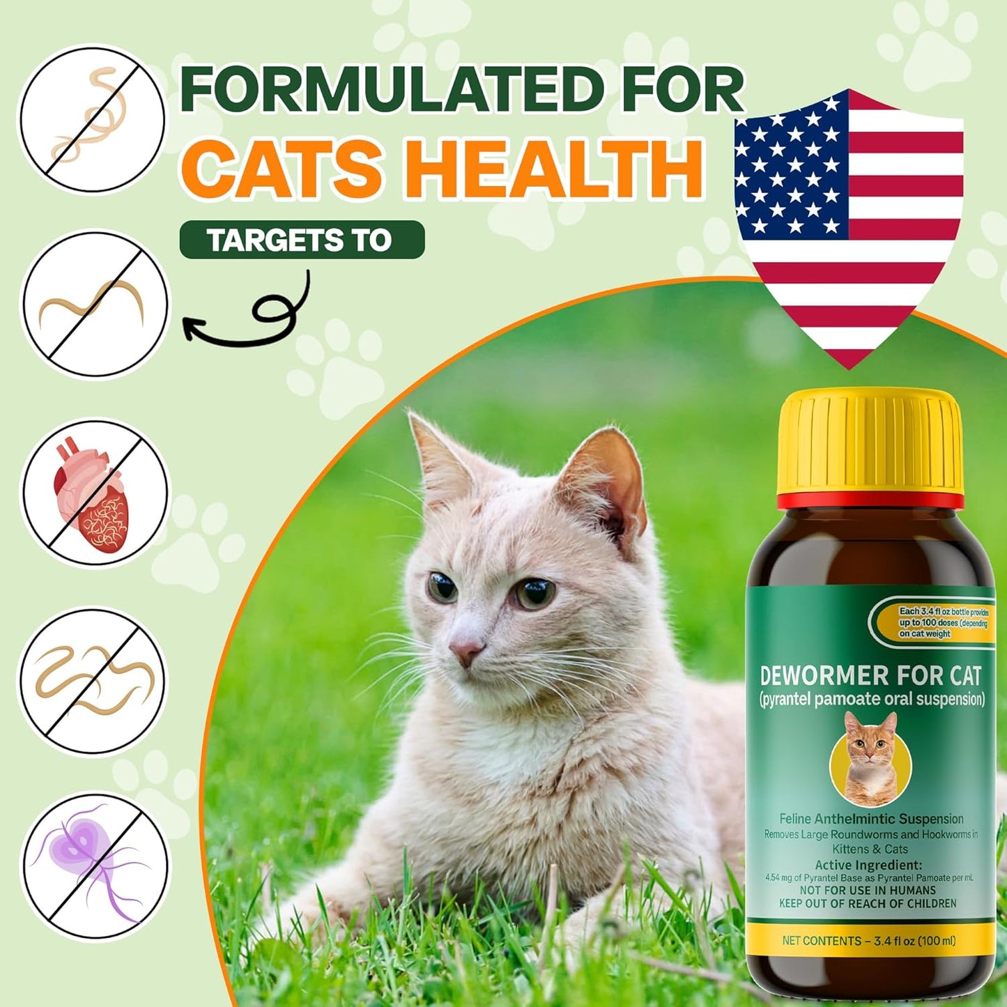 Liquid Dog & Cat Dewormer for All Wormers, Pyrantel Pamoate, Roundworms & Hookworms