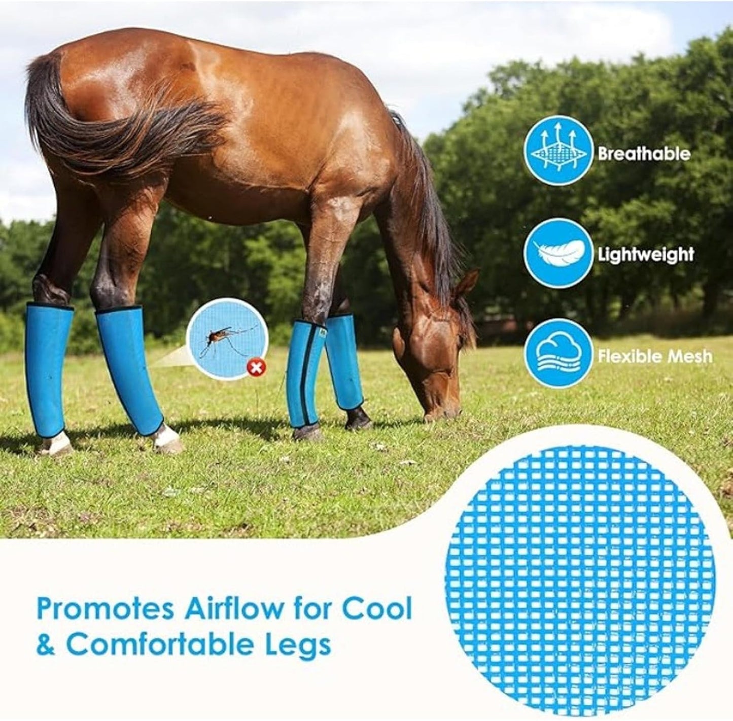 Durability Supportive Equine Fly Boot Adjustable Horse Care Essential Secure Cycling Gear Protecting Premium Nylon Horse Care Gear